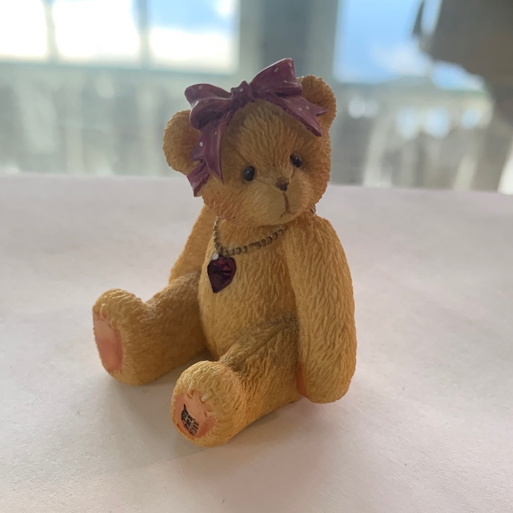 Cherished Teddies Tan Bear with Purple Bow